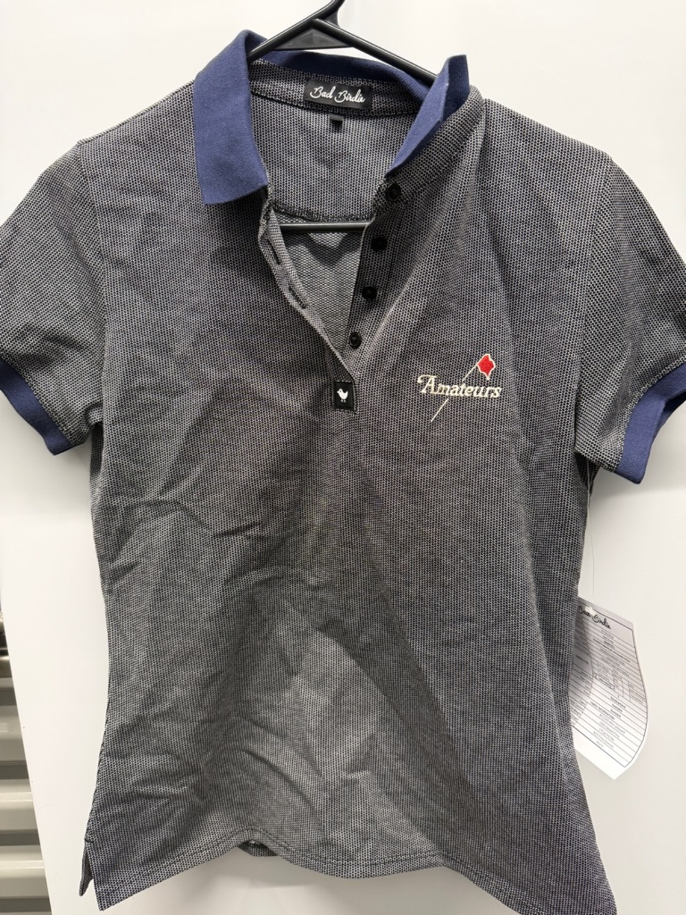 Amateurs bad birdie Women's Polo Shirt in Navy and White